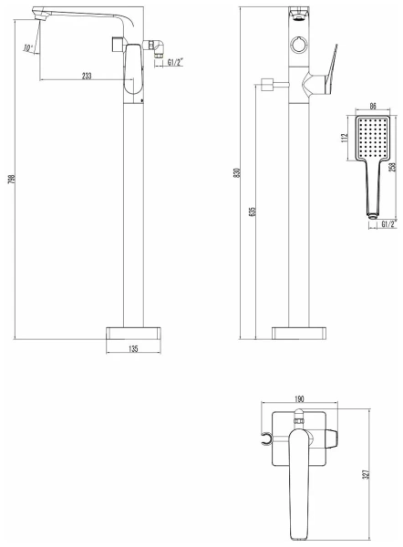 Смеситель для ванны и душа Lemark Bronx (LM3744GM)